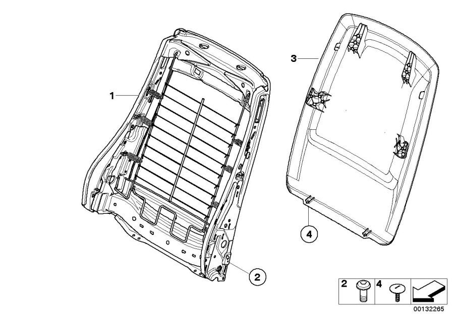 Diagram Front seat backrest FRAME/REAR panel for your 2007 BMW M6   