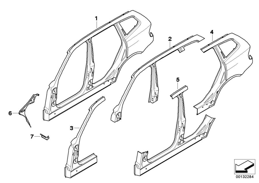 Diagram Body-side frame for your 2005 BMW X3   