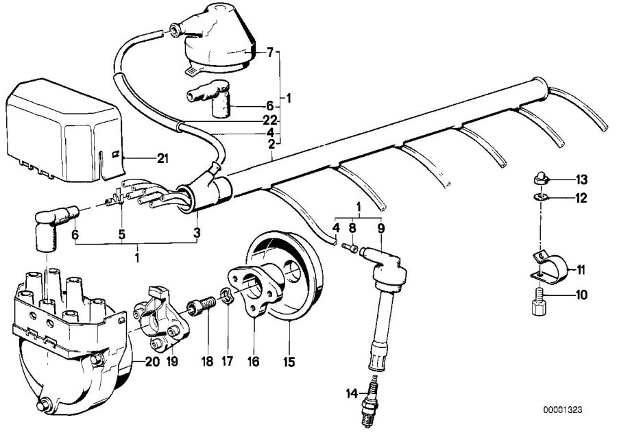 Diagram IGNITION WIRING/SPARK PLUG/DISTRIB.C.. for your BMW