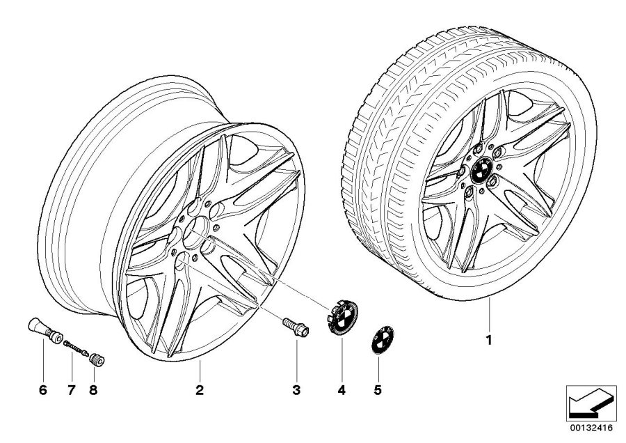 Diagram BMW alloy wheel, double spoke 129 for your BMW