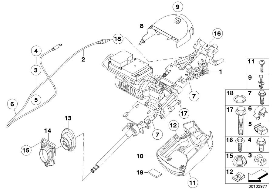 Diagram Steering COLUMN/TRIM/INTERLOCK cable for your BMW
