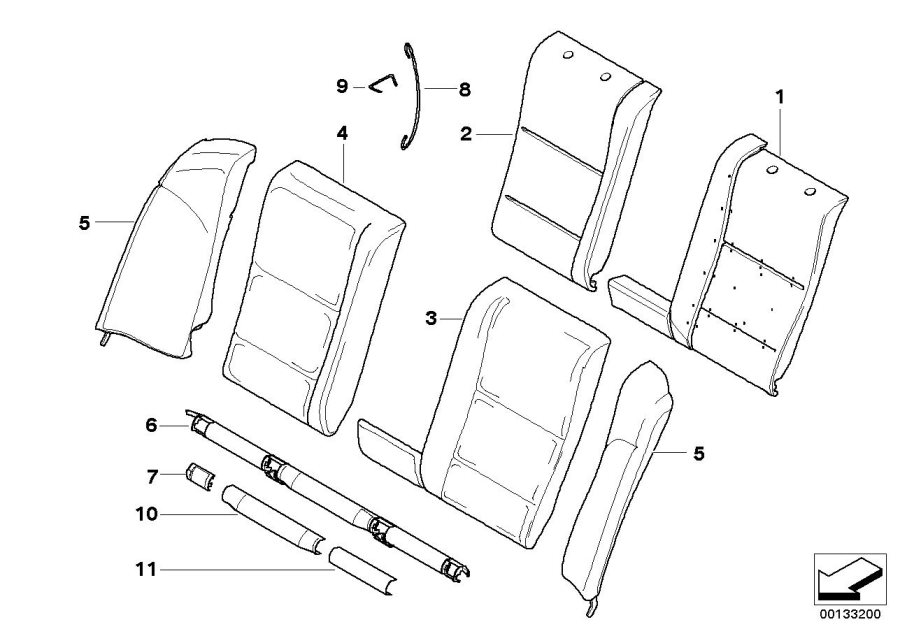 Diagram Seat rear, upholstery & cover base seat for your BMW