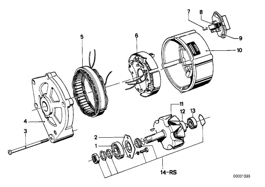 Diagram Alternator, individual parts for your BMW