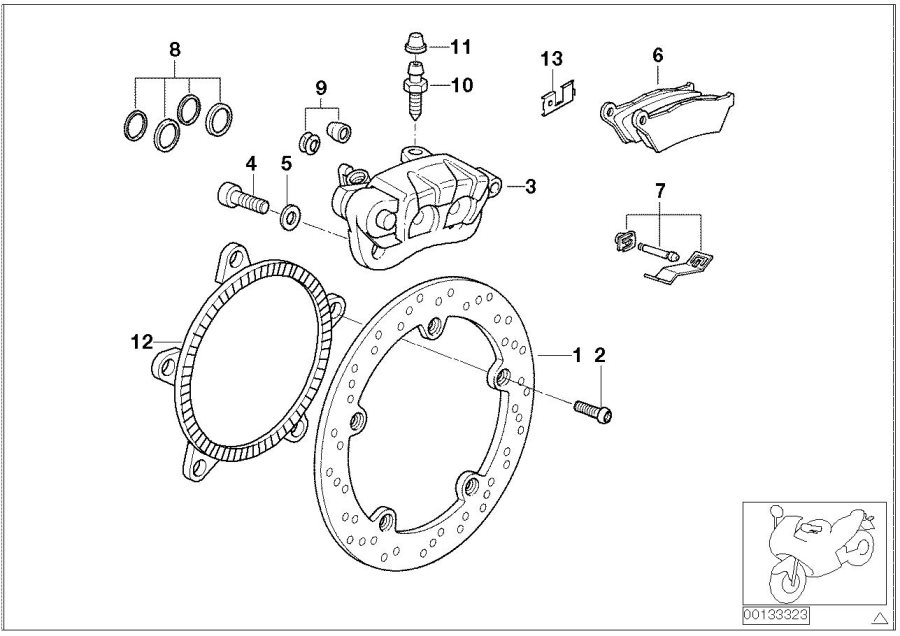 Diagram Rear wheel brake for your 2013 BMW C600 Sport   