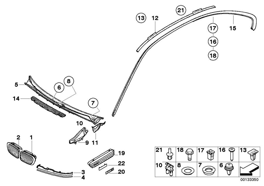 Diagram Exterior trim / grill for your BMW 328dX  