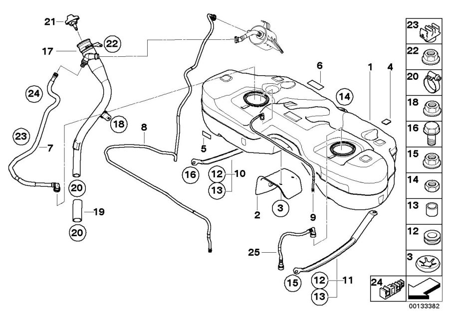 Diagram Fuel TANK/MOUNTING parts for your BMW