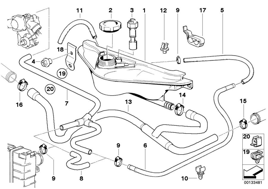 Diagram Expansion tank for your 1995 BMW