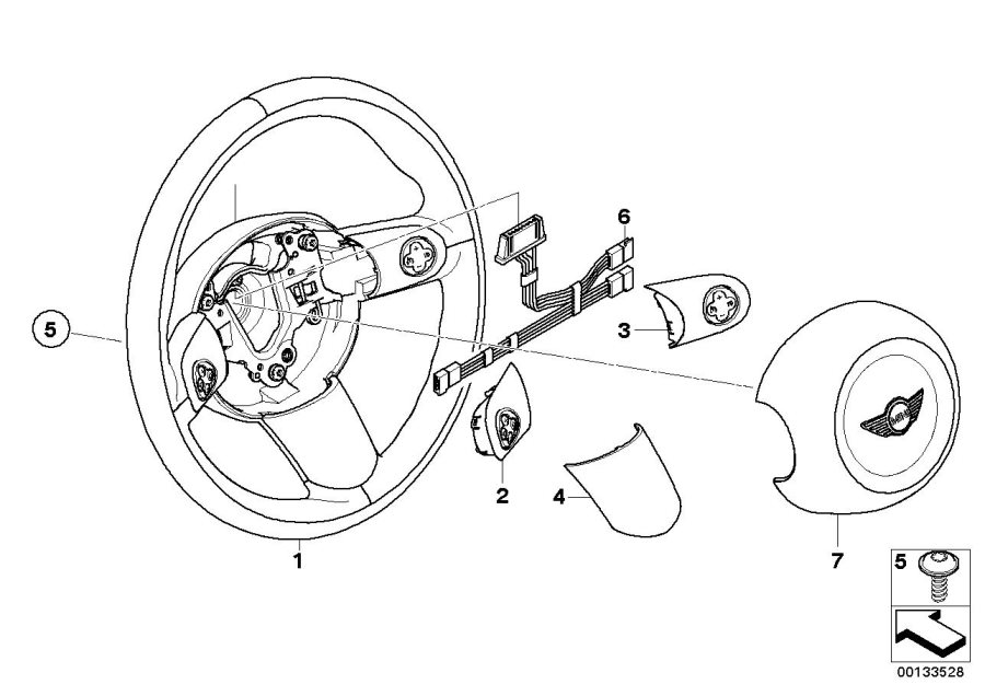 Diagram Airbag sports steering wheel multifunct. for your MINI John Cooper Works  