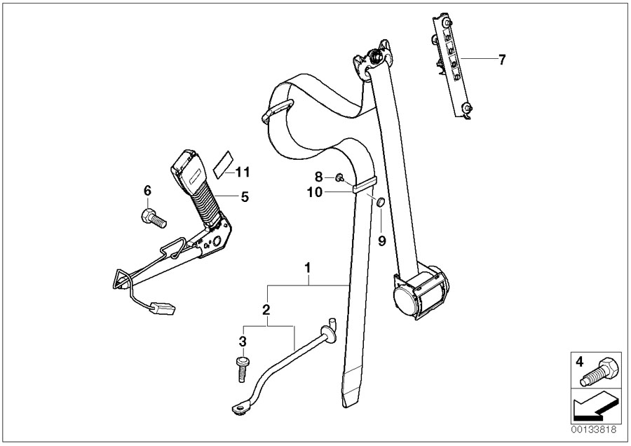 Diagram Safety belt, front, up to 10/03 for your MINI