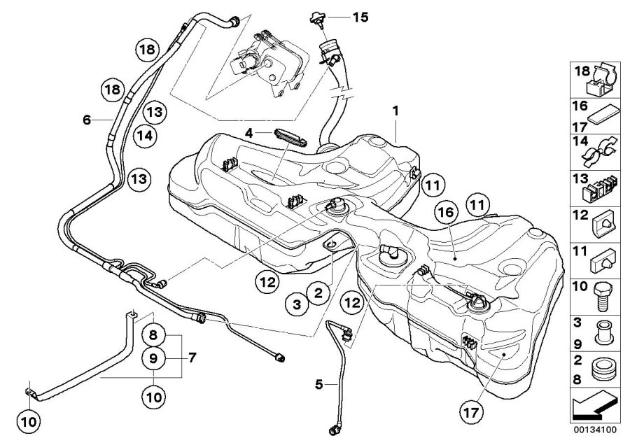 Diagram Fuel tank/mounting parts for your 2006 BMW M6   
