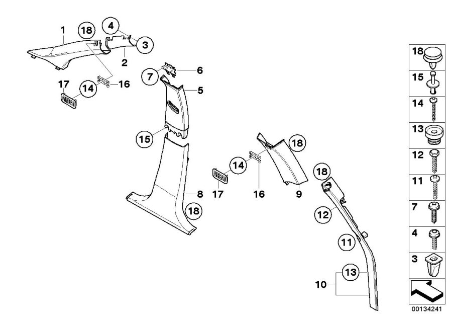 Diagram Trim panel a- / b- / c- / d-column for your 2012 BMW M6   