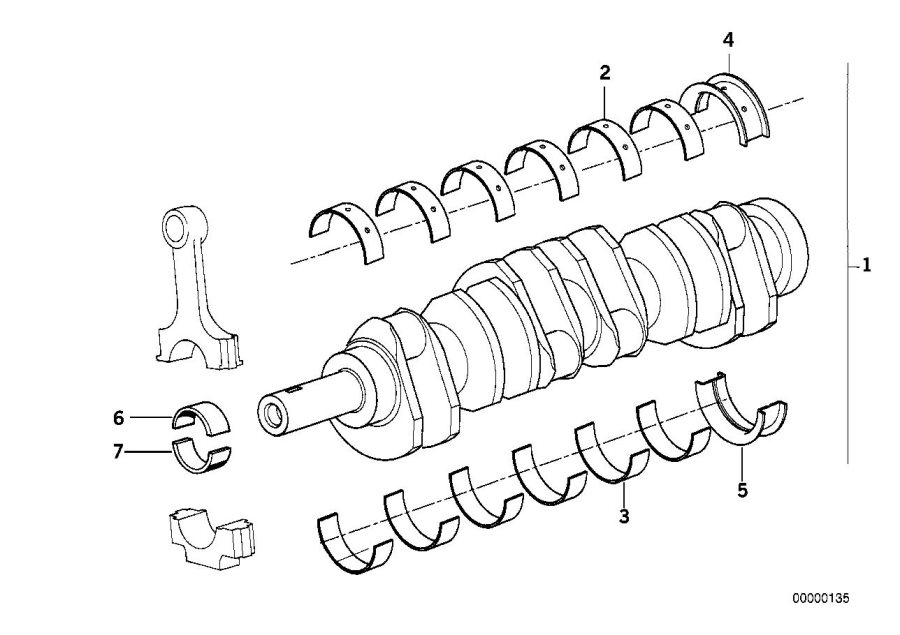 Diagram Crankshaft With Bearing Shells for your BMW