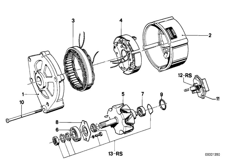 Diagram Alternator, individual parts for your BMW