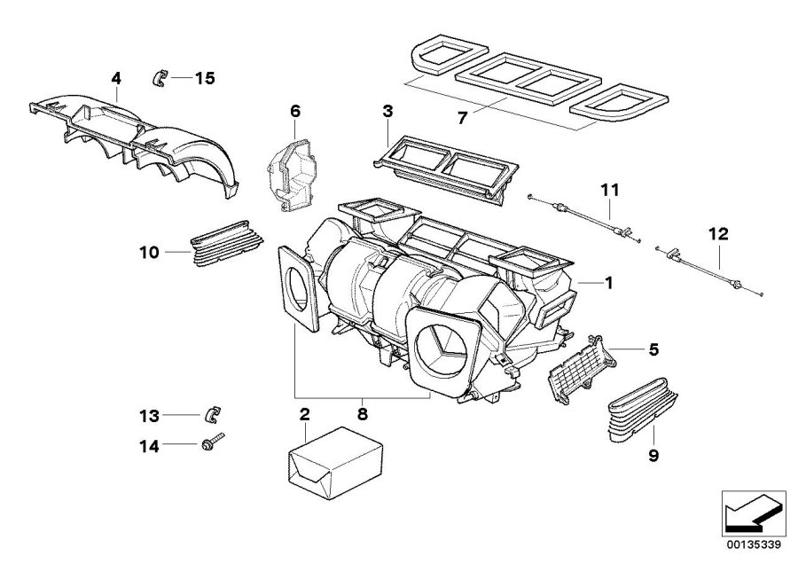 Le diagramme Pieces de carter climatiseur automatique pour votre BMW