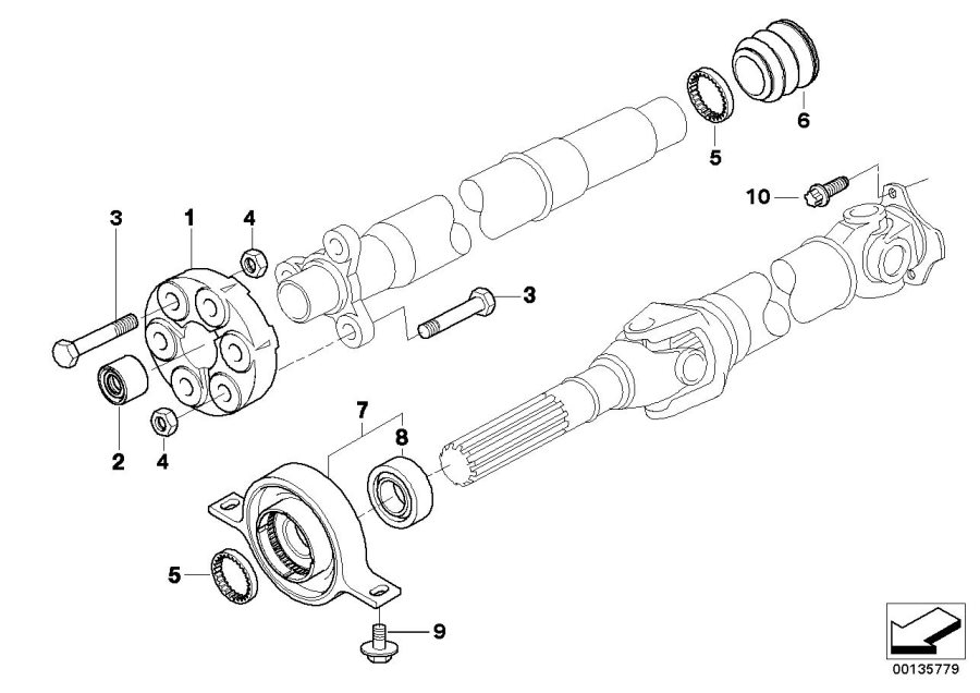 Diagram Drive shaft,univ.joint/center mounting for your 2012 BMW M6   