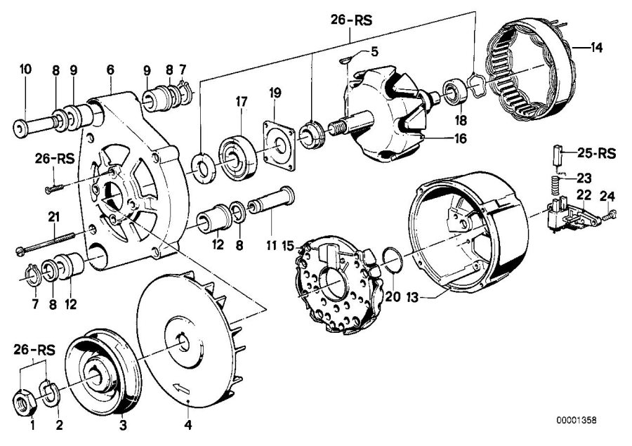 Diagram Alternator, individual parts for your BMW