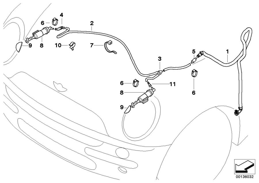 Diagram SINGLE PARTS FOR HEAD LAMP CLEANING for your MINI