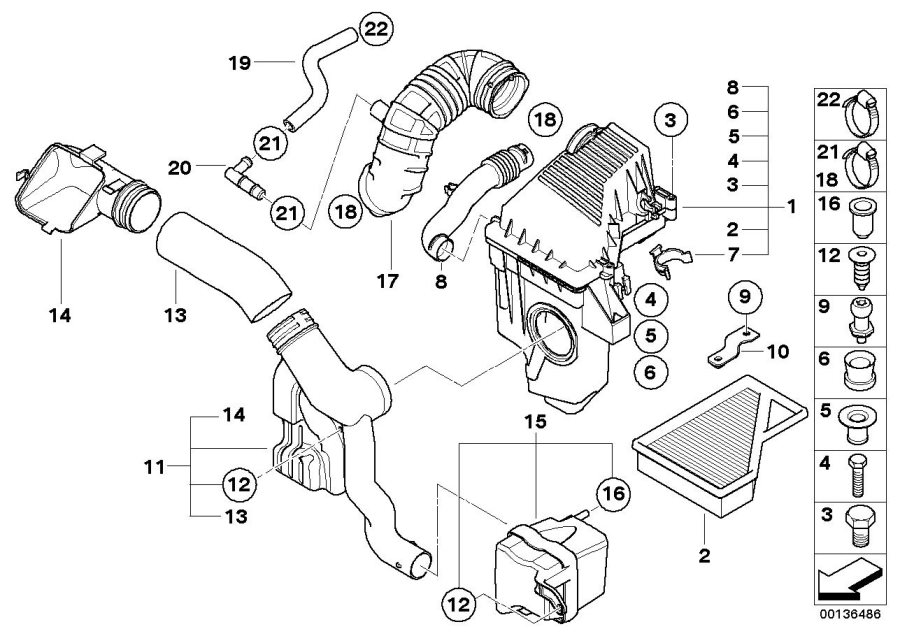 Diagram Intake silencer / Filter cartridge Intake silencer / Filter cartridge for your MINI