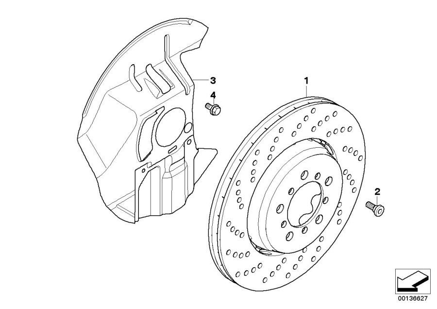 Diagram Front wheel brake disc perforated for your BMW