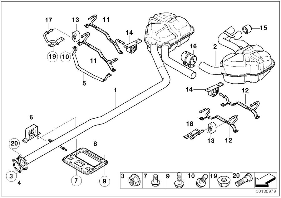 Diagram Exhaust system, rear for your MINI Hardtop  