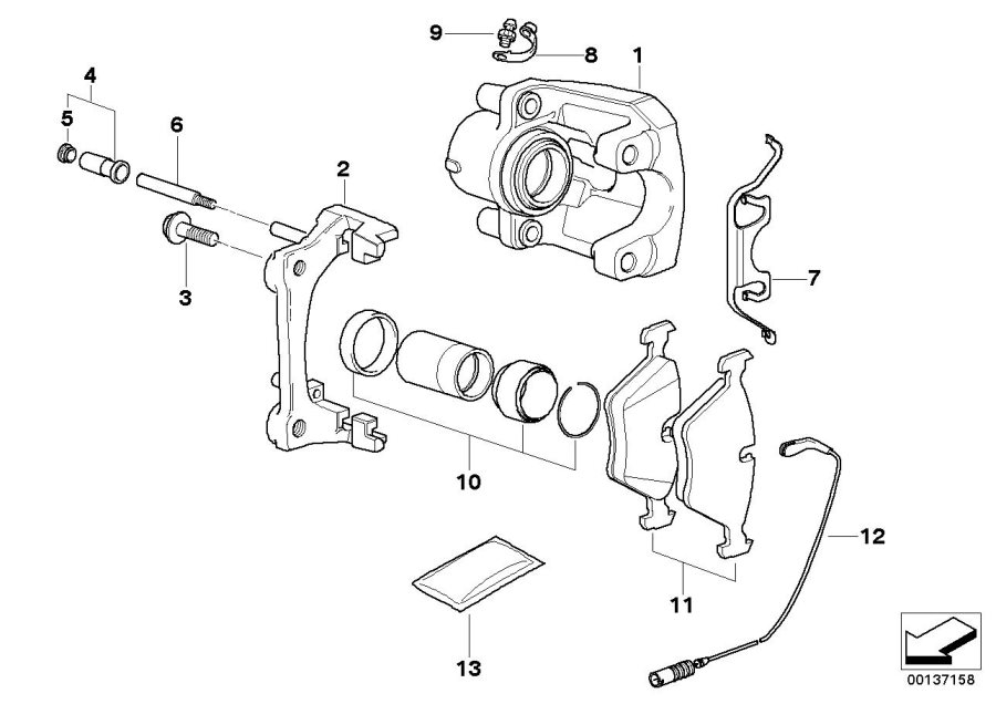 Le diagramme Capteur de plaquette de frein arrière pour votre BMW