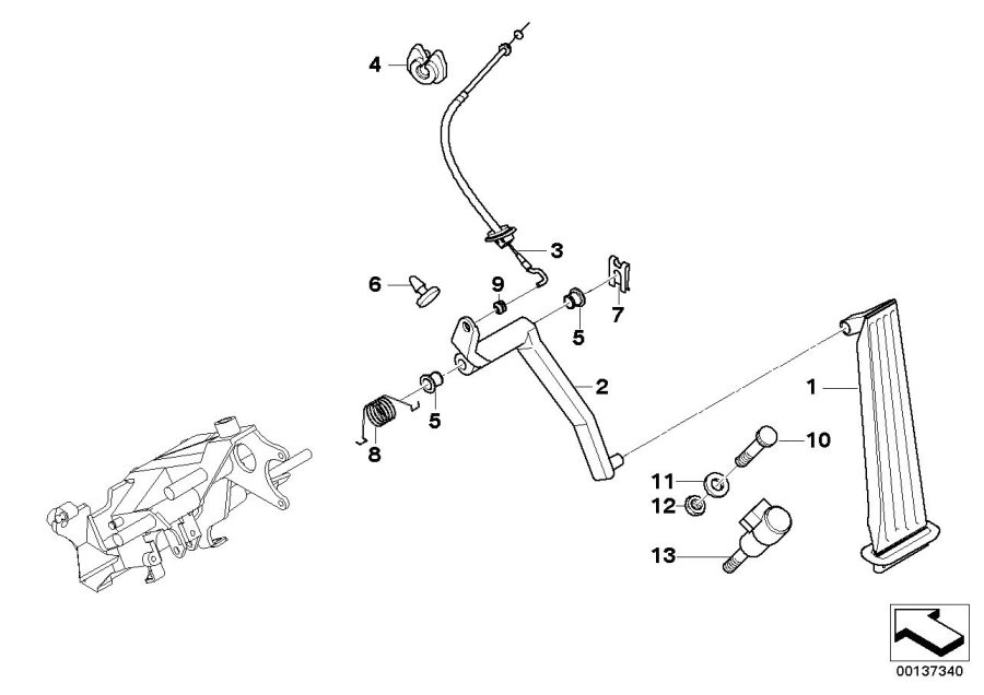 Diagram Accelerator PEDAL/BOWDEN cable for your BMW