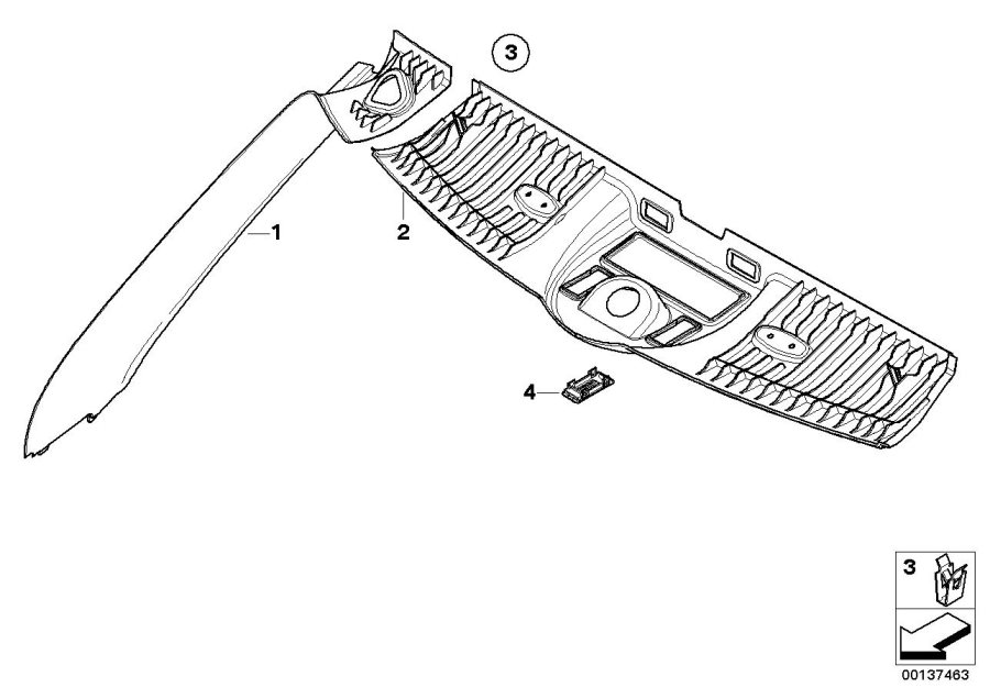 Diagram Trim, windshield cowl, inner for your 2005 MINI Convertible  S 