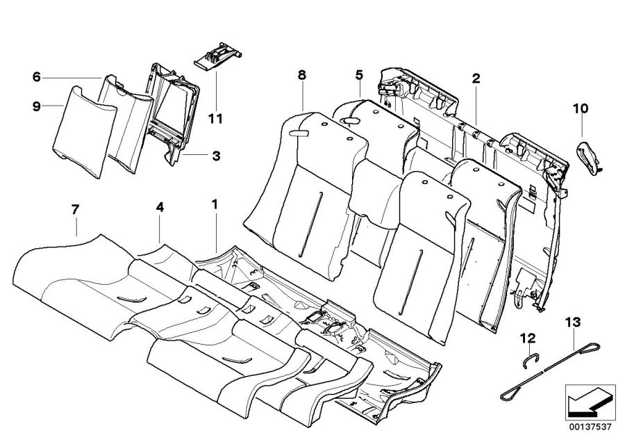 Diagram Seat rear, upholstery & cover base seat for your BMW M6  