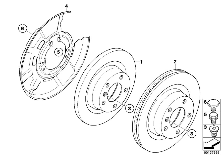 Diagram Rear wheel brake / brake disc for your 2007 BMW 525xi   
