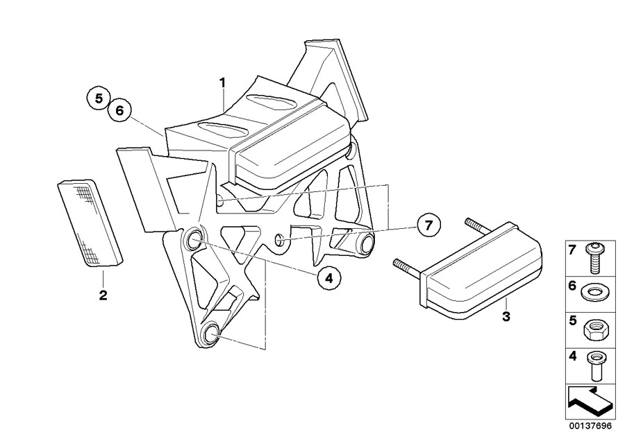 Diagram License plate adapter, US for your 2011 BMW F700GS   