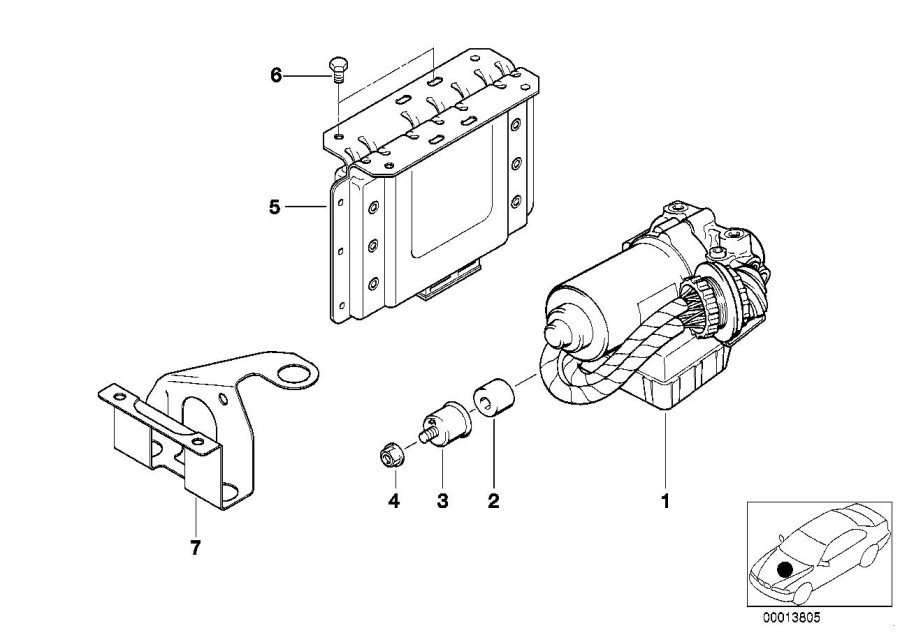 Diagram Asc hydro UNIT/CONTROL UNIT/SUPPORT for your 1998 BMW 328i Convertible Manual 