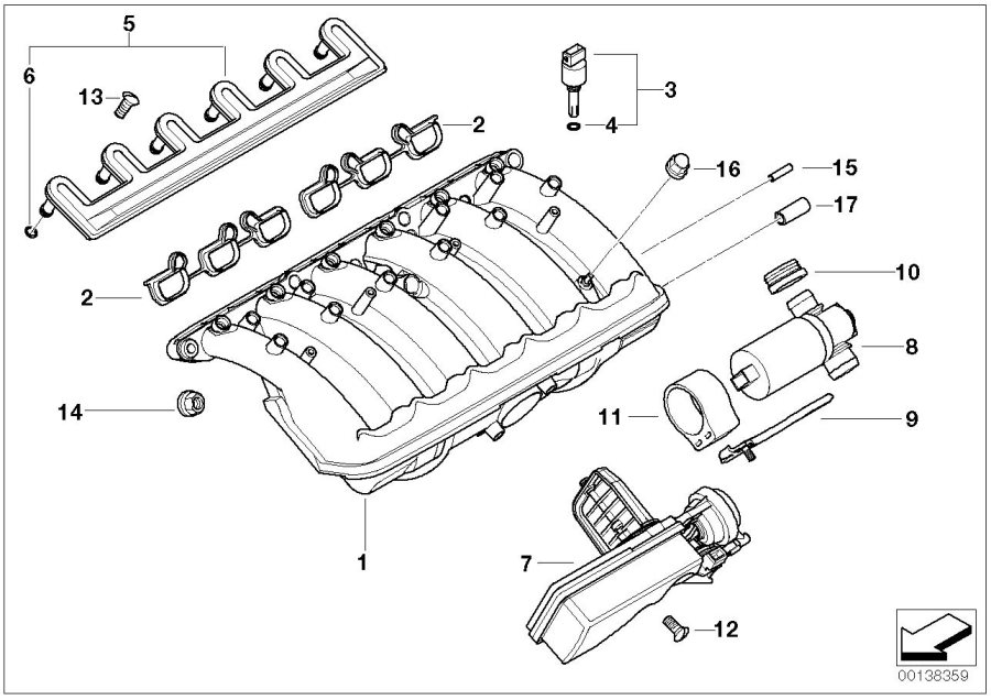 Diagram Intake manifold system for your 2000 BMW M5   