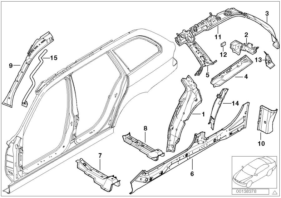 Diagram Single components for body-side frame for your 1988 BMW M6   