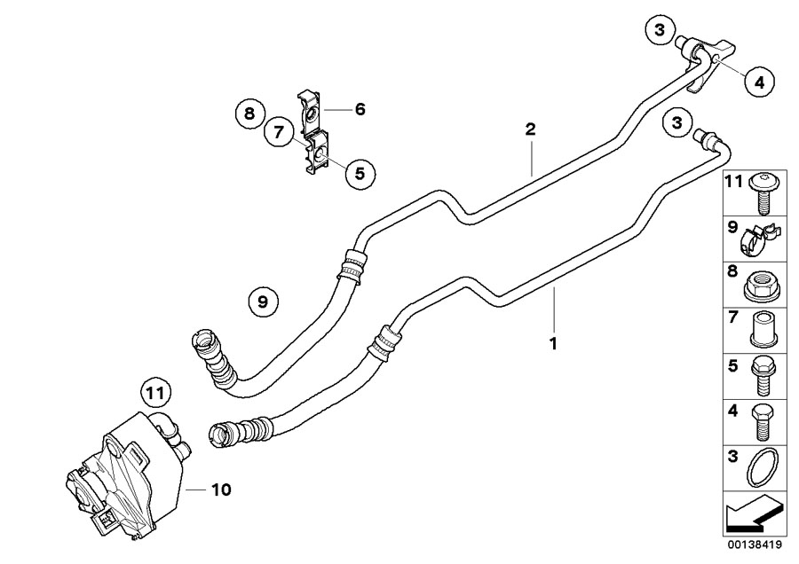 Diagram Oil-cooler PIPE/HEAT exchanger for your BMW X1  