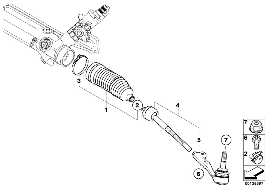 Diagram Steering LINKAGE/TIE rods for your BMW