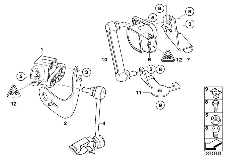 Diagram Headlight vertical aim control sensor for your BMW