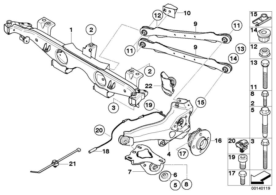 Diagram Rr axle support, wheel susp.,whl bearing for your MINI