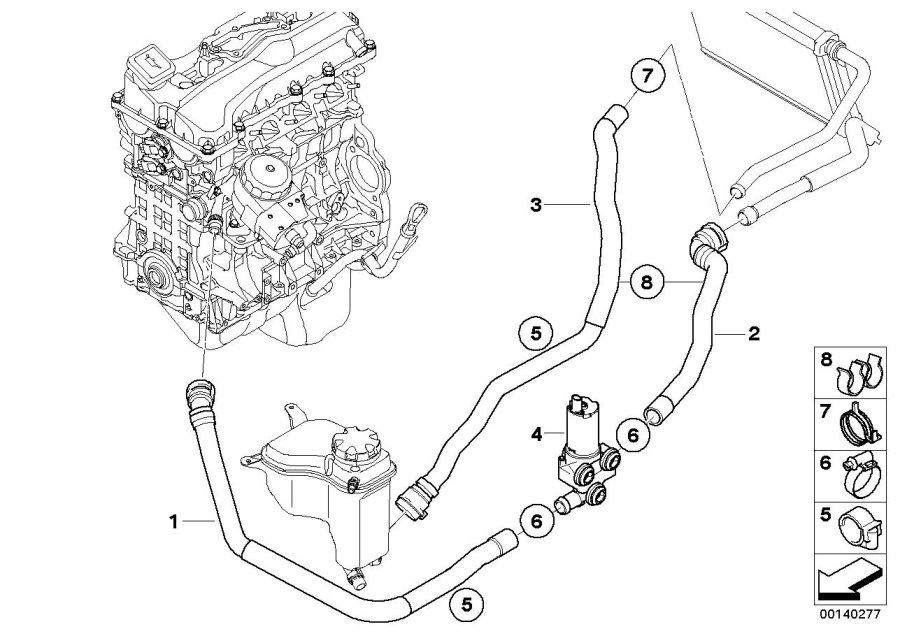 Diagram Additional water PUMP/WATER HOSE/VALVE for your BMW