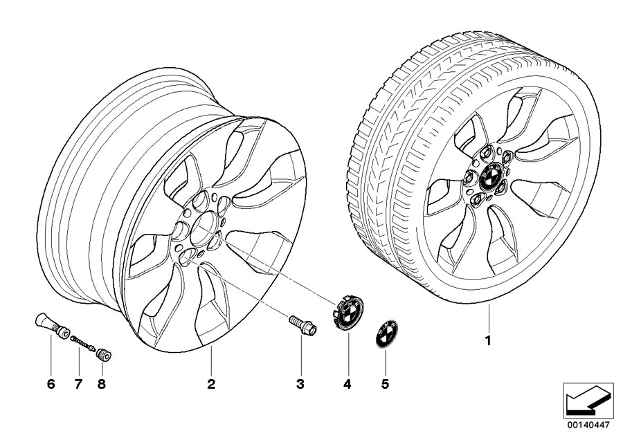 Le diagramme Jante à rayons en étoile (Styl. 158) pour votre BMW