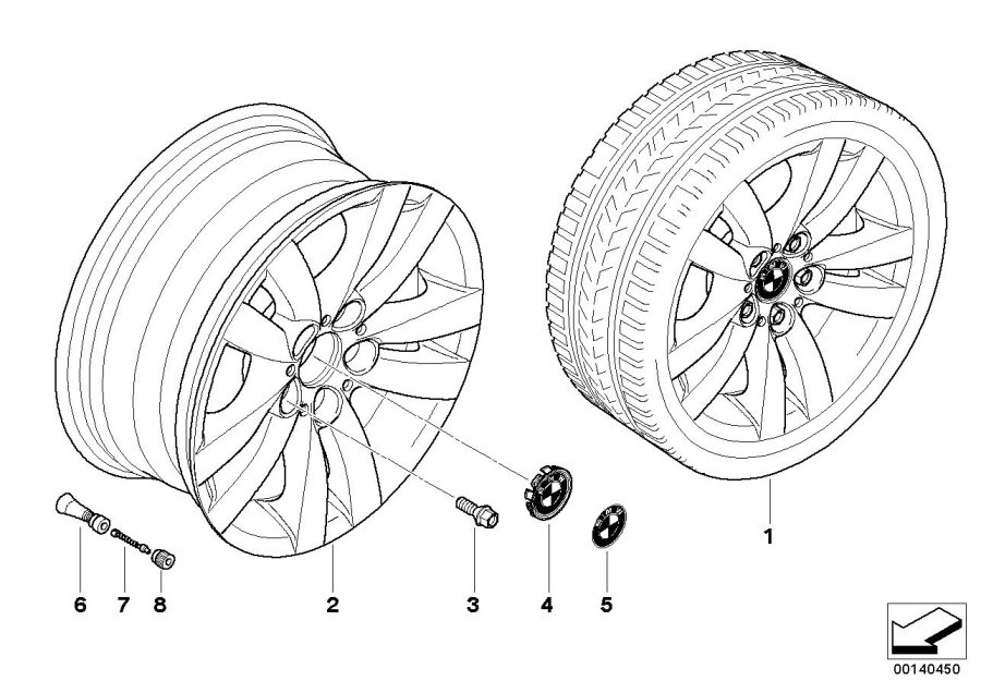 Le diagramme Jante à rayons doubles (Styl. 161) pour votre BMW 330i  