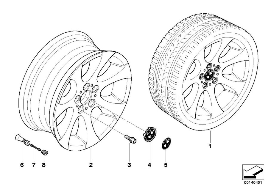 Diagram BMW la wheel, ellipsoid styling 162 for your BMW