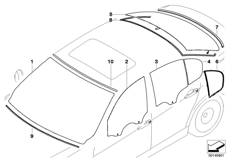 Diagram Glazing for your 2013 BMW 335iX   