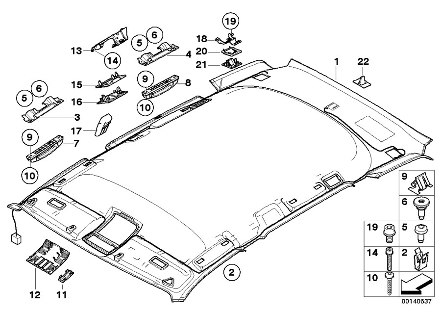 Diagram Headlining / Handle for your 1999 BMW 528i Touring/Wagon Manual 