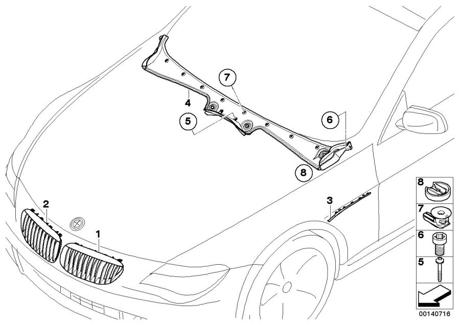 Diagram Exterior trim / grill for your 2007 BMW 328xi   