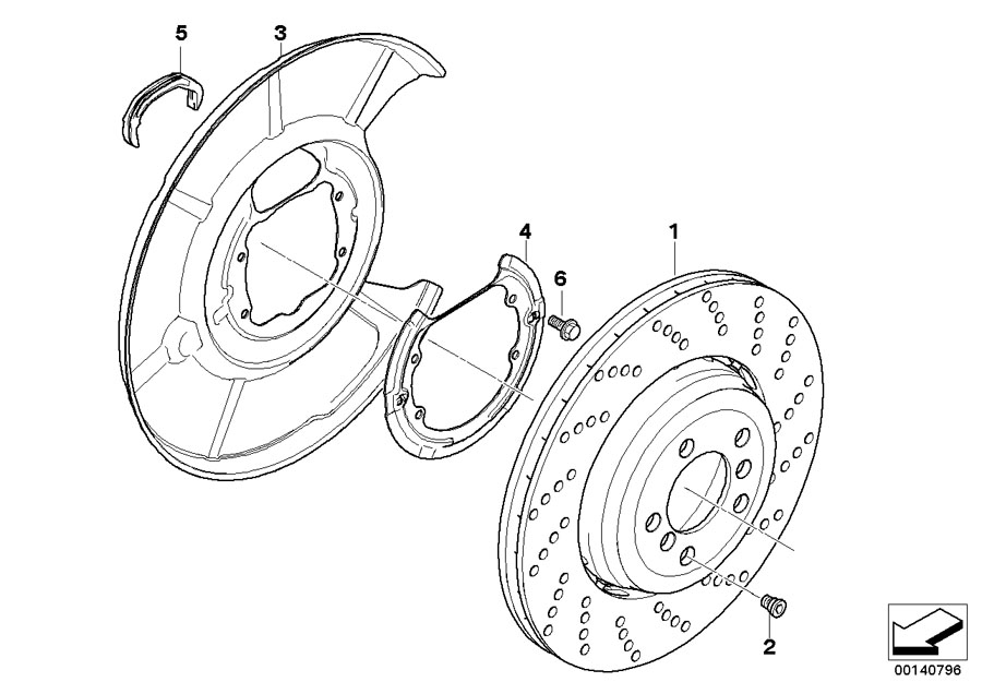 Diagram Rear wheel brake disc, perforated for your BMW
