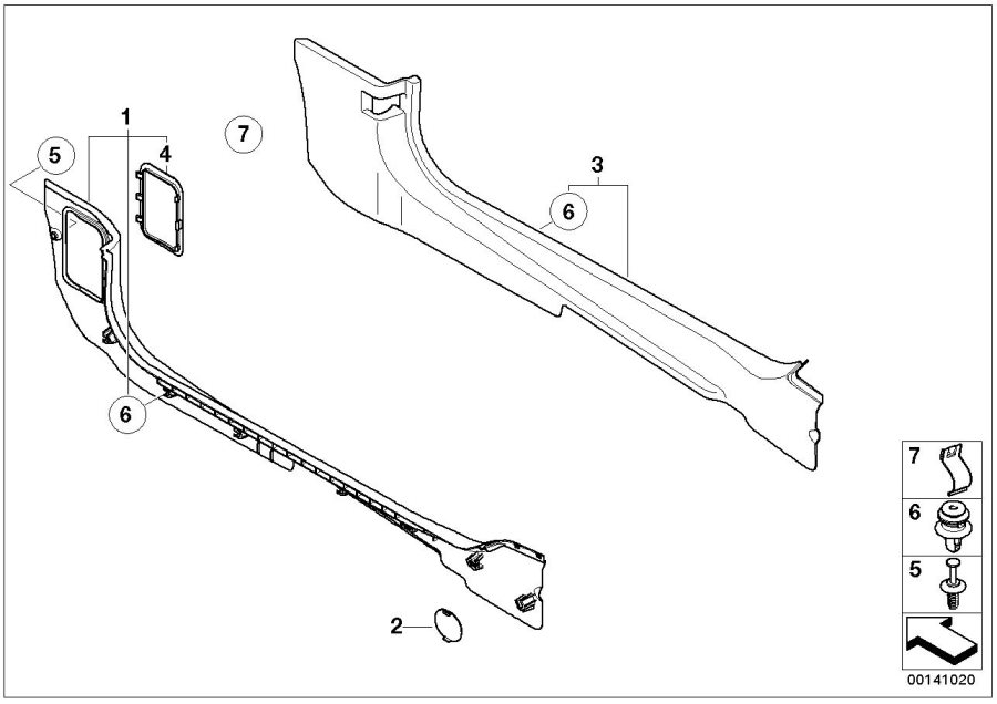 Diagram TRIM PANEL LEG ROOM for your MINI