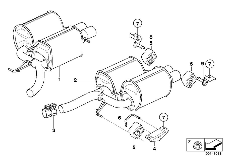 Diagram Exhaust system, rear for your 2012 BMW 335i   