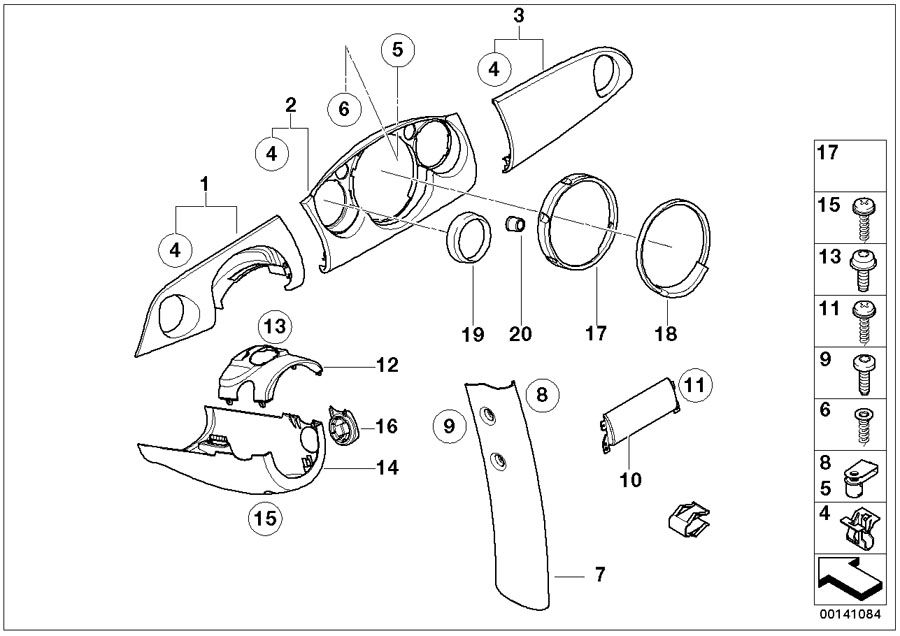 Diagram Mounting parts, instr. panel for your MINI