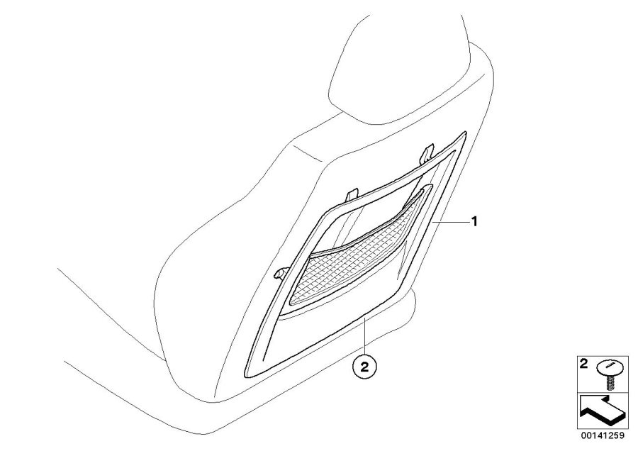 Diagram Retrofit, net bag at seat backrest for your 2007 BMW M6   