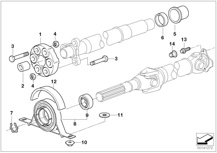 Diagram DRIVE SHAFT-CENT.BEARING-UNIVERSAL JOINT for your BMW